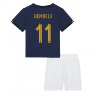 Frankreich Ousmane Dembele #11 Heimtrikotsatz Kinder WM 2022 Kurzarm (+ Kurze Hosen)